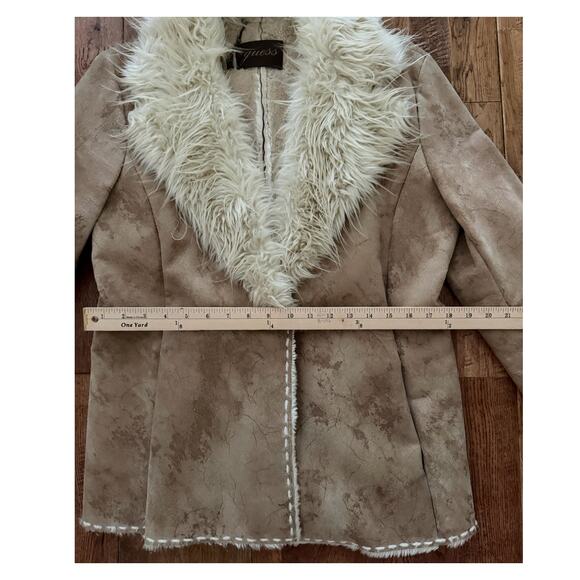 Vintage 90s Y2K Guess Brown Tan Suede Penny Lane Coat-Size Large - Picture 4 of 7
